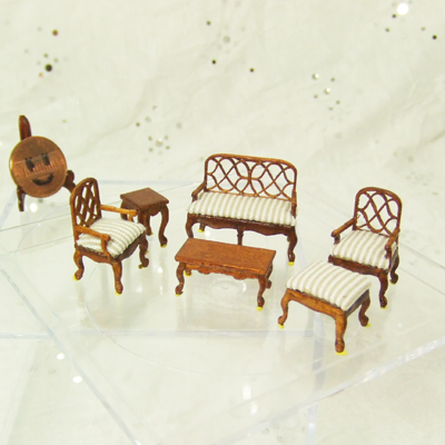 Q6205-09 New Walnut Living Room set for 1/4" scale dollhouse